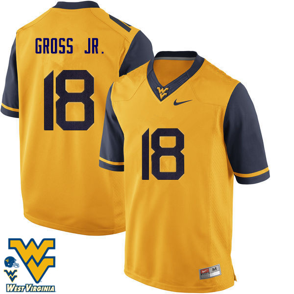 Men #18 Marvin Gross Jr. West Virginia Mountaineers College Football Jerseys-Gold
